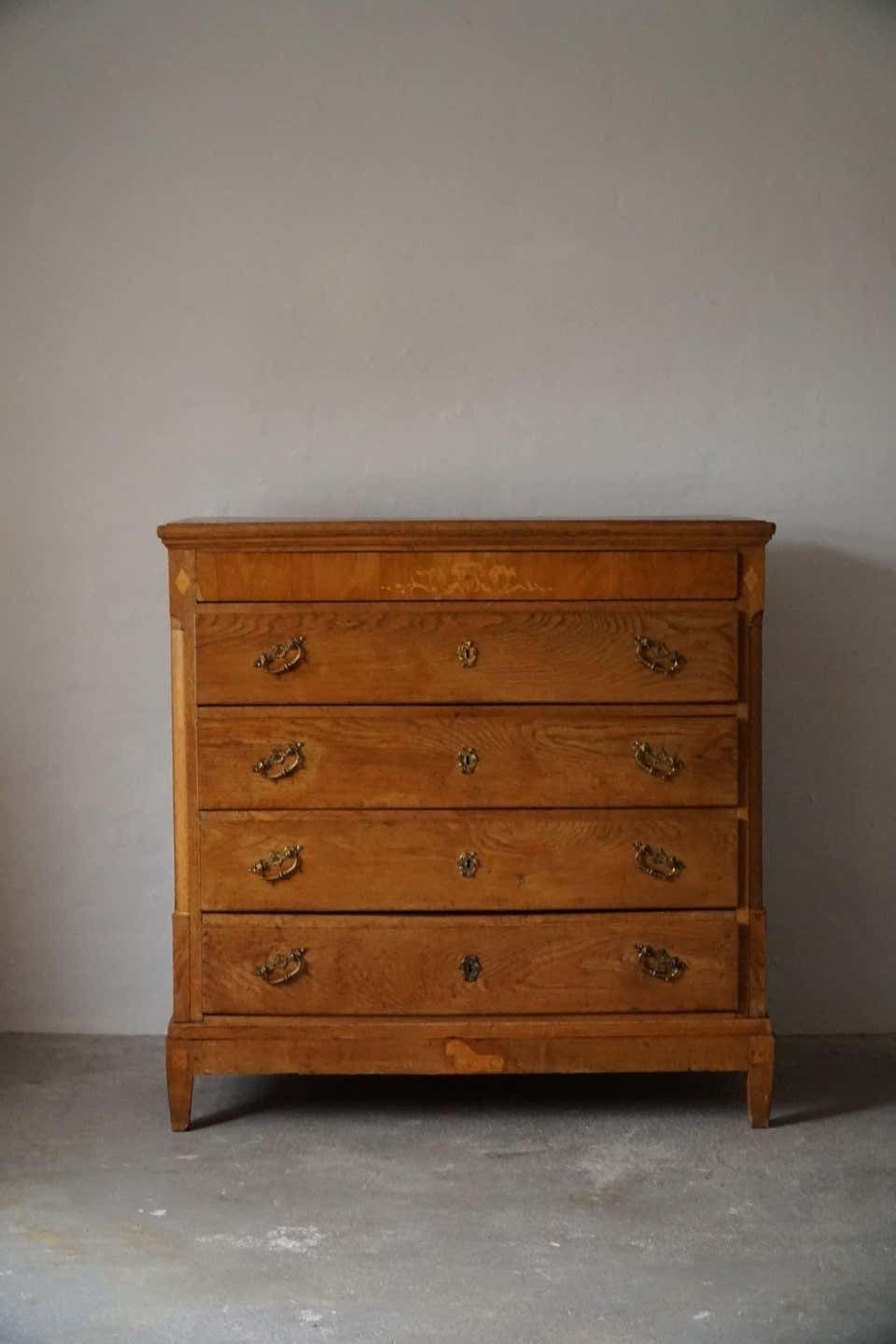 Antique Danish Chest Of Drawers In Oak, Made In Late 18th Century, Louis 16 photo for sale