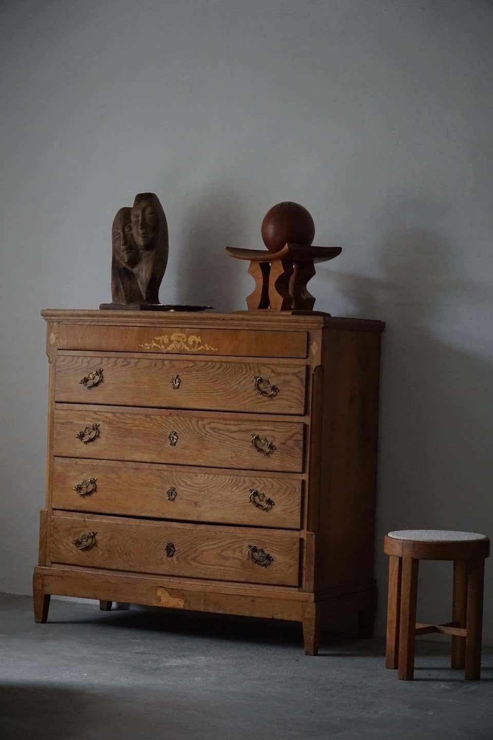 Antique Danish Chest Of Drawers In Oak, Made In Late 18th Century, Louis 16 photo 3959.0