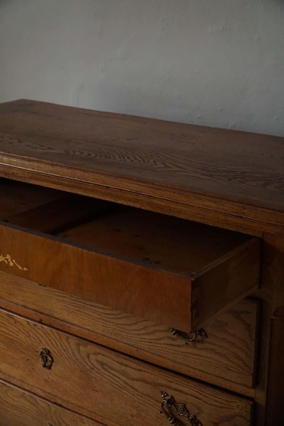 Furniture Antique Danish Chest Of Drawers In Oak, Made In Late 18th Century, Louis 16 photo