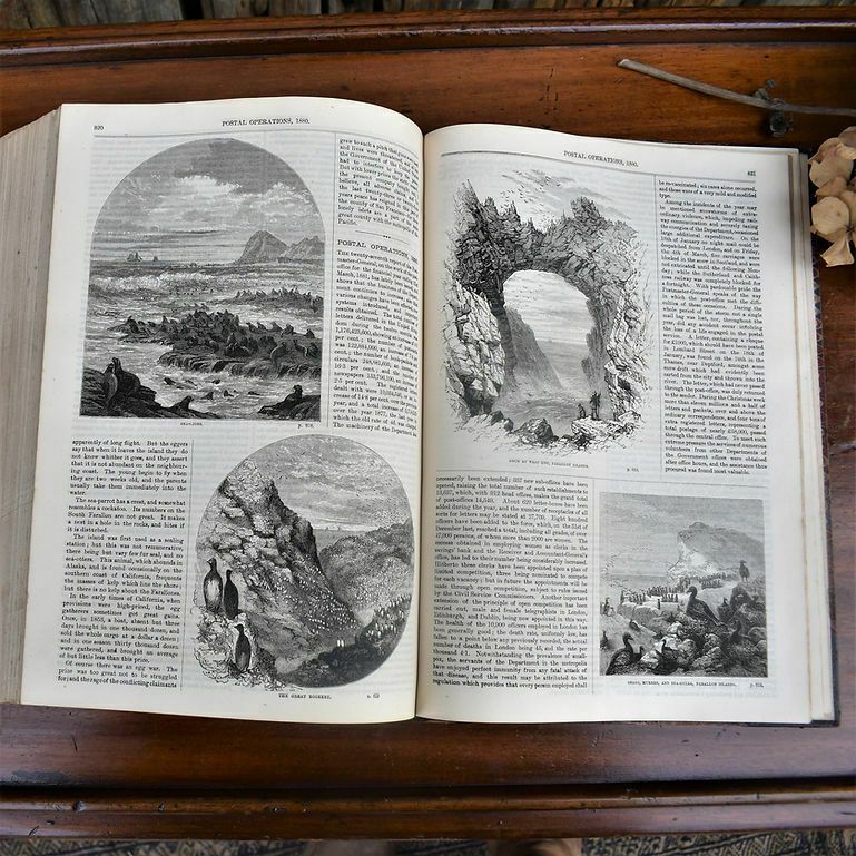 Antique 1881 The Welcome Monthly Magazine Chronical Half Leather Bound Book photo furniture
