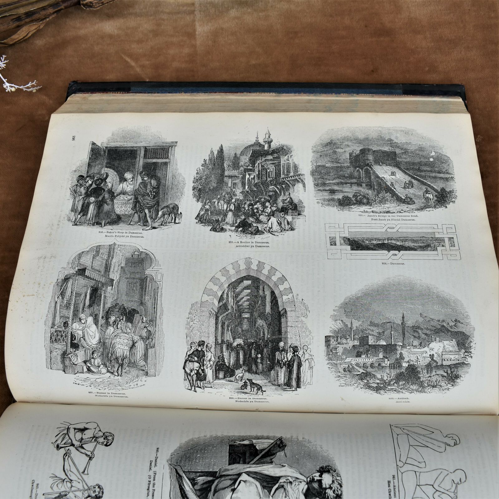 Antique 1873 Pictorial Sunday John Kitta Illustrated Prints Half Leather Book photo buy