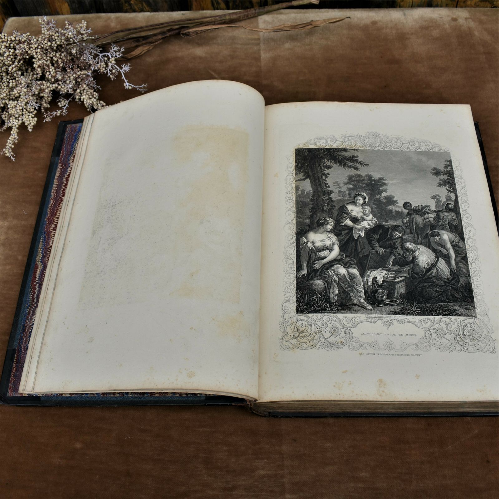 photo vintage Antique 1873 Pictorial Sunday John Kitta Illustrated Prints Half Leather Book