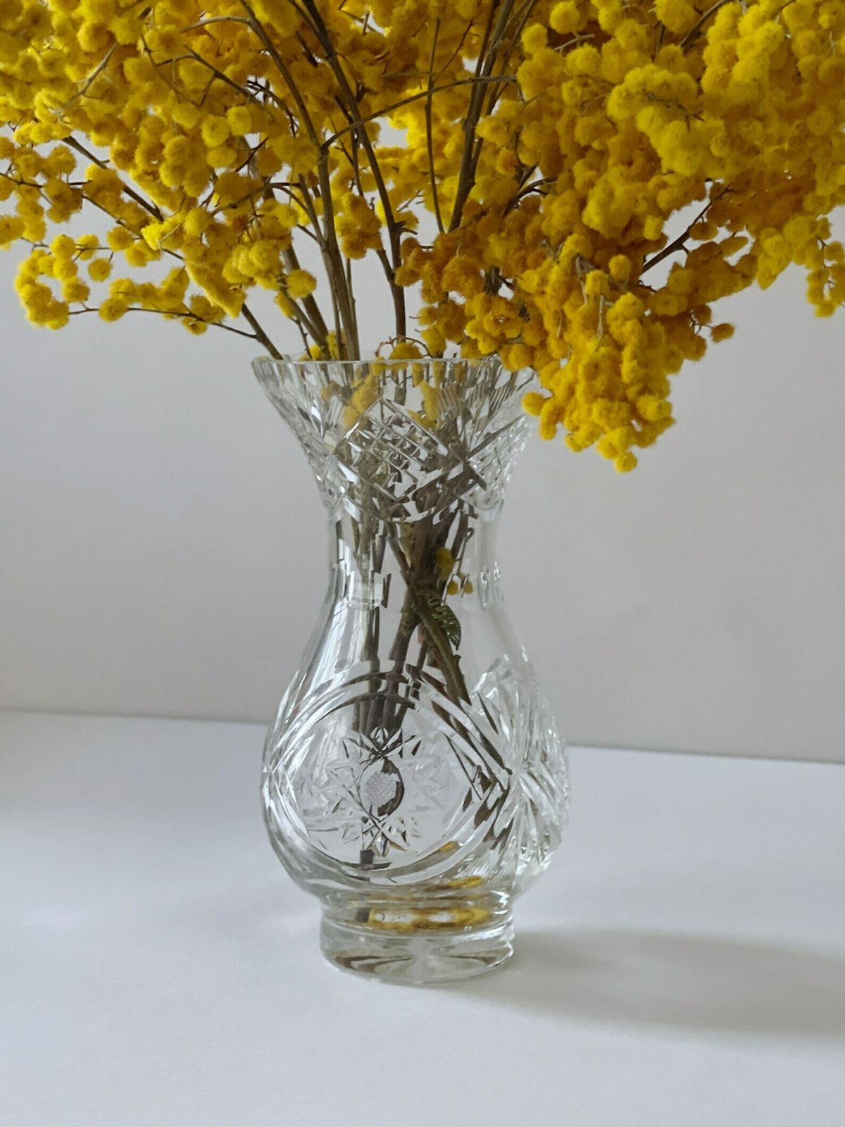French Vintage Heavy Cut Glass Flower Vase. Mother's Day Gift @ Medowski Paris