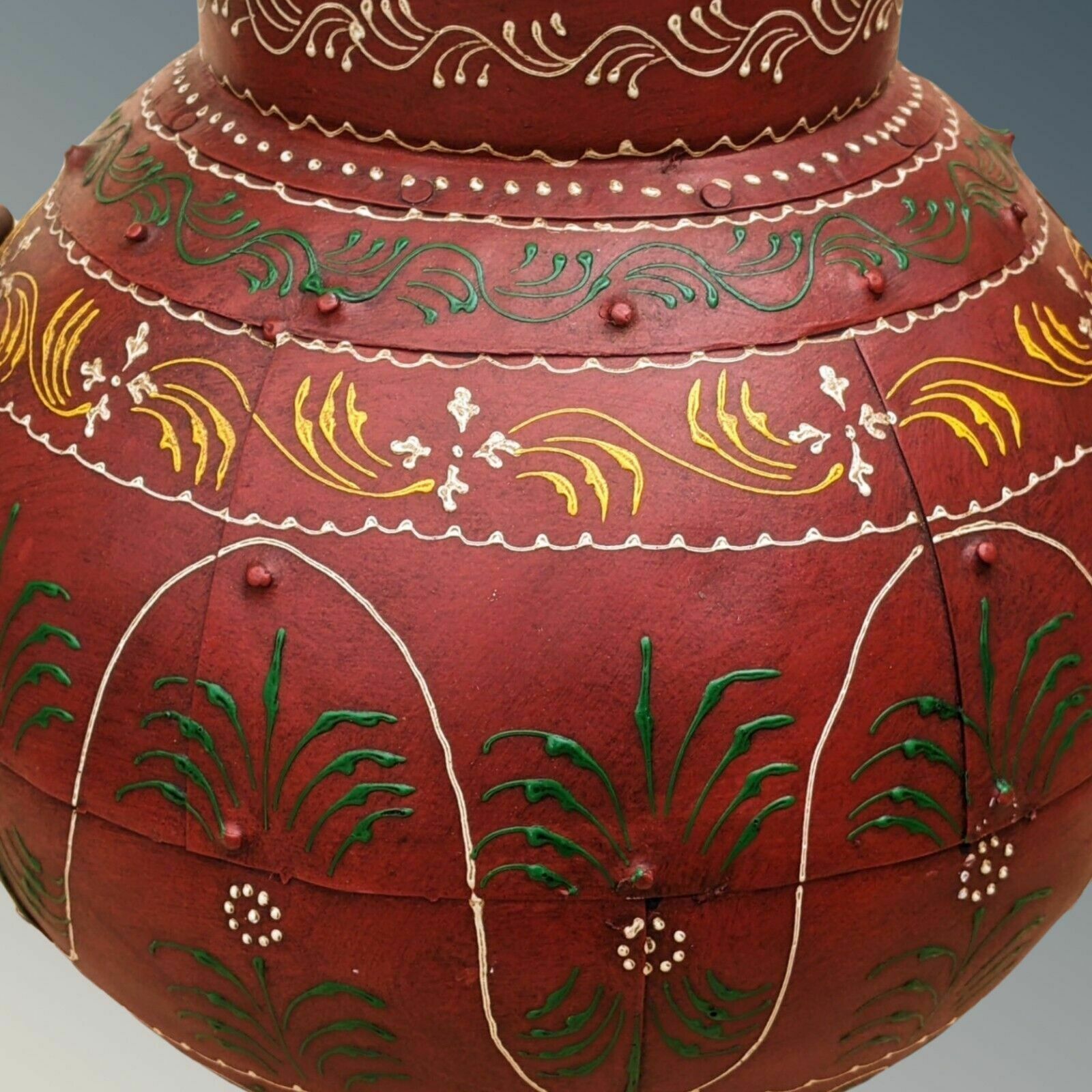 Large Pretty Hand Painted Indian Ironwork Planter photo for sale