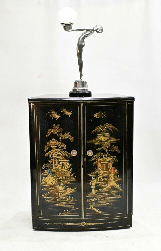 Art Deco Drinks Cabinet Lacquered Chinoiserie Cocktails photo furniture