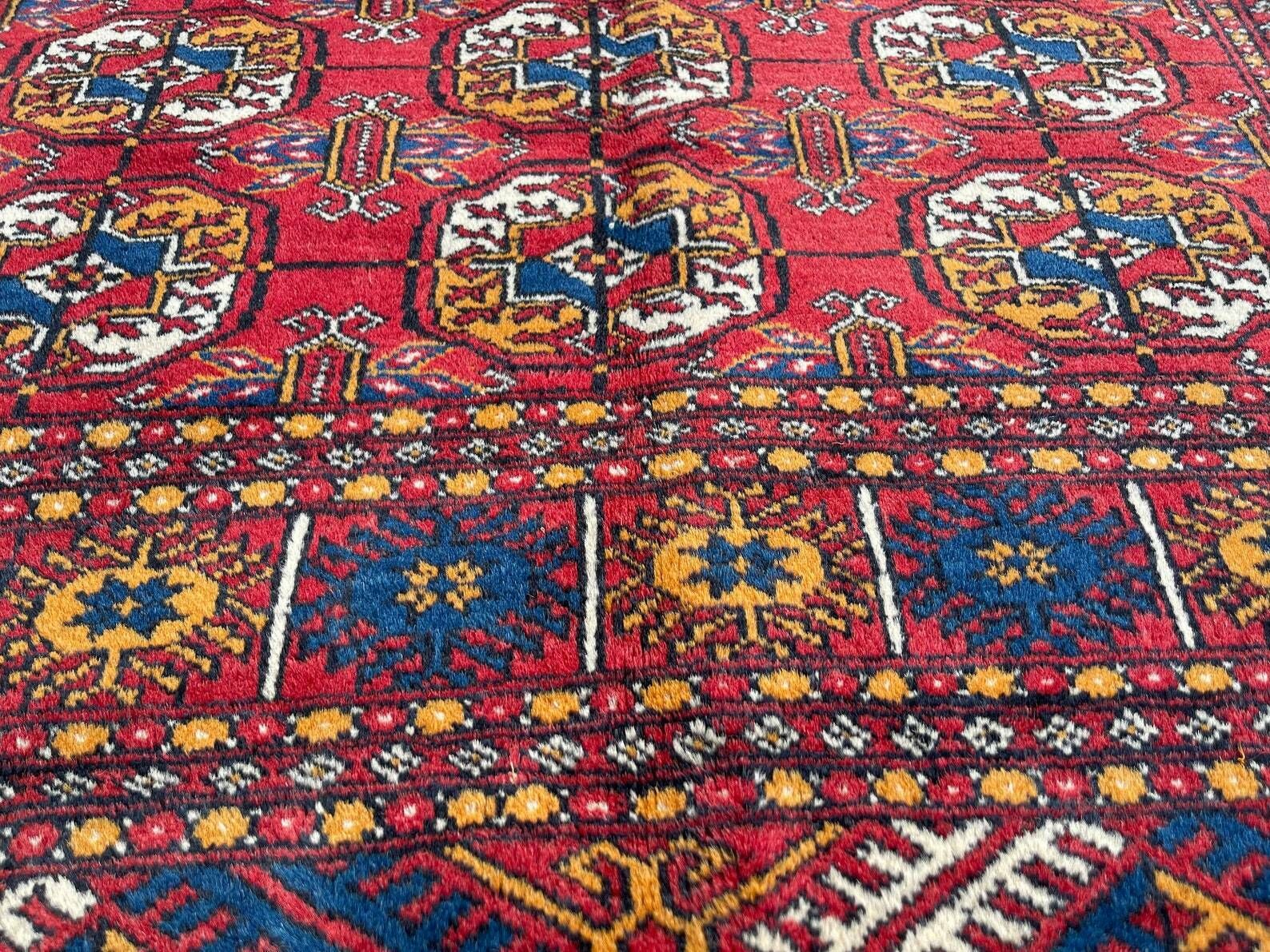 Vintage Afghan Buchara Rug ,Feiner Handgeknüpfter Orientteppich Turkmen Buchara Teppich photo vintage