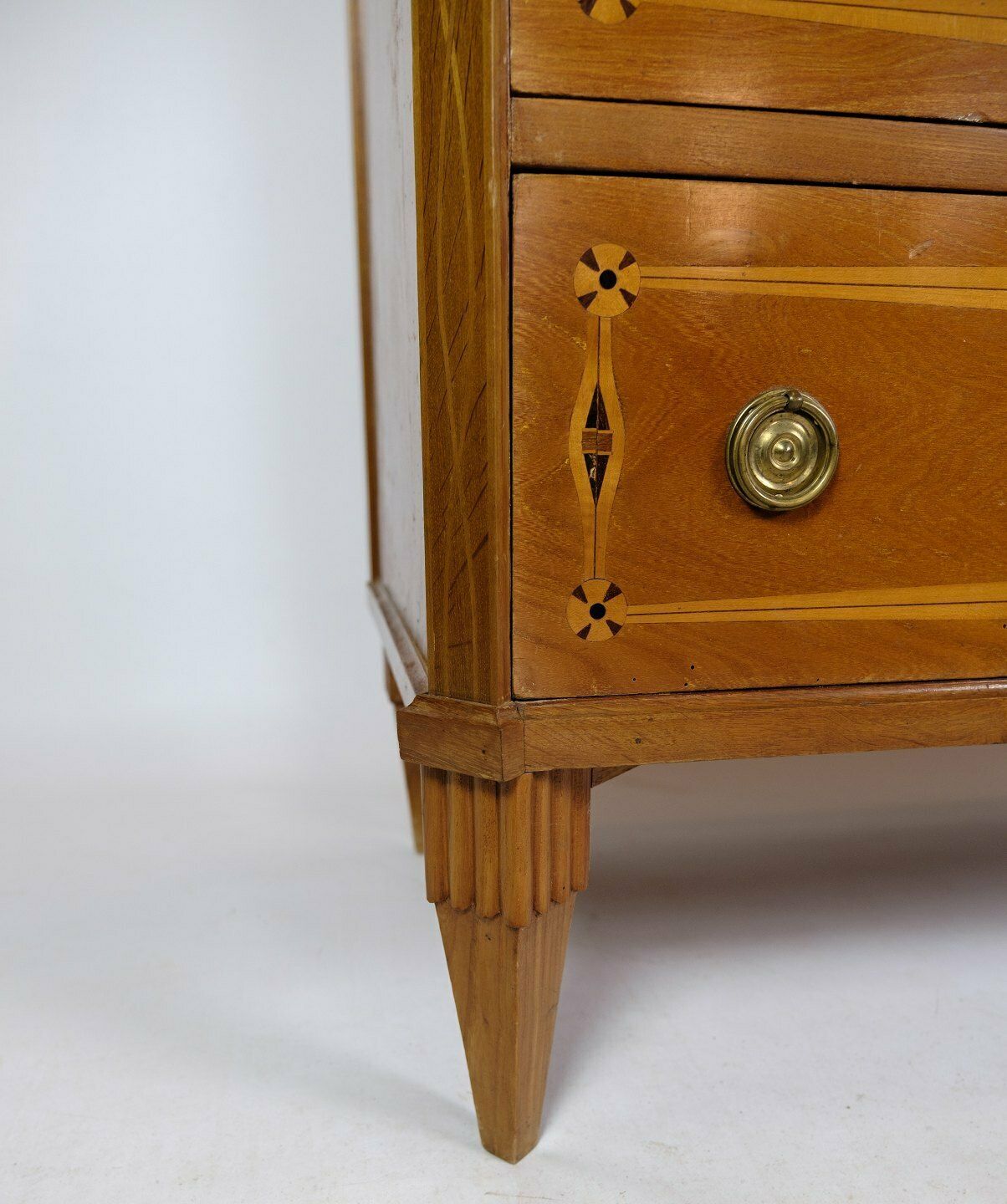 Secretary In Elm Wood With Intarsia Of Fruit Wood & Brass Handle From 1810s photo buy