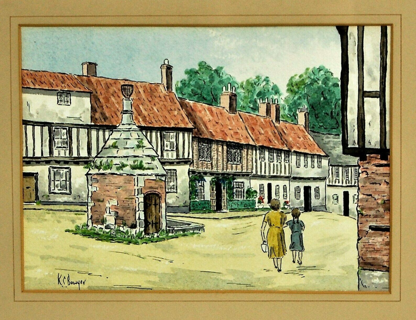 The Pump House Common Place Little Walsingham Norfolk Uk, Vintage Lithograph photo Art