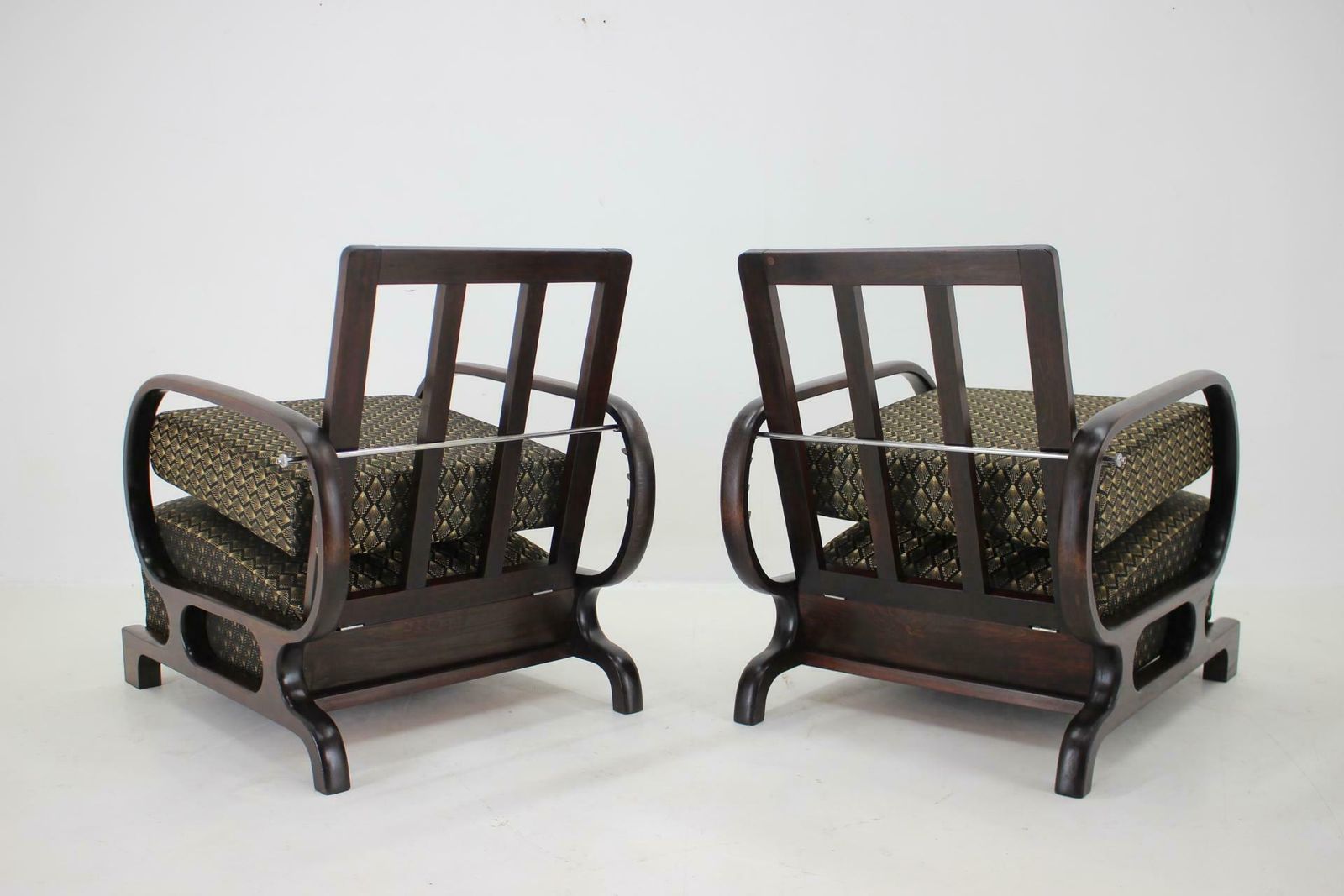 1930s Pair Of Rare Restored Art Deco Adjustable Armchairs, Czechoslovakia photo vintage