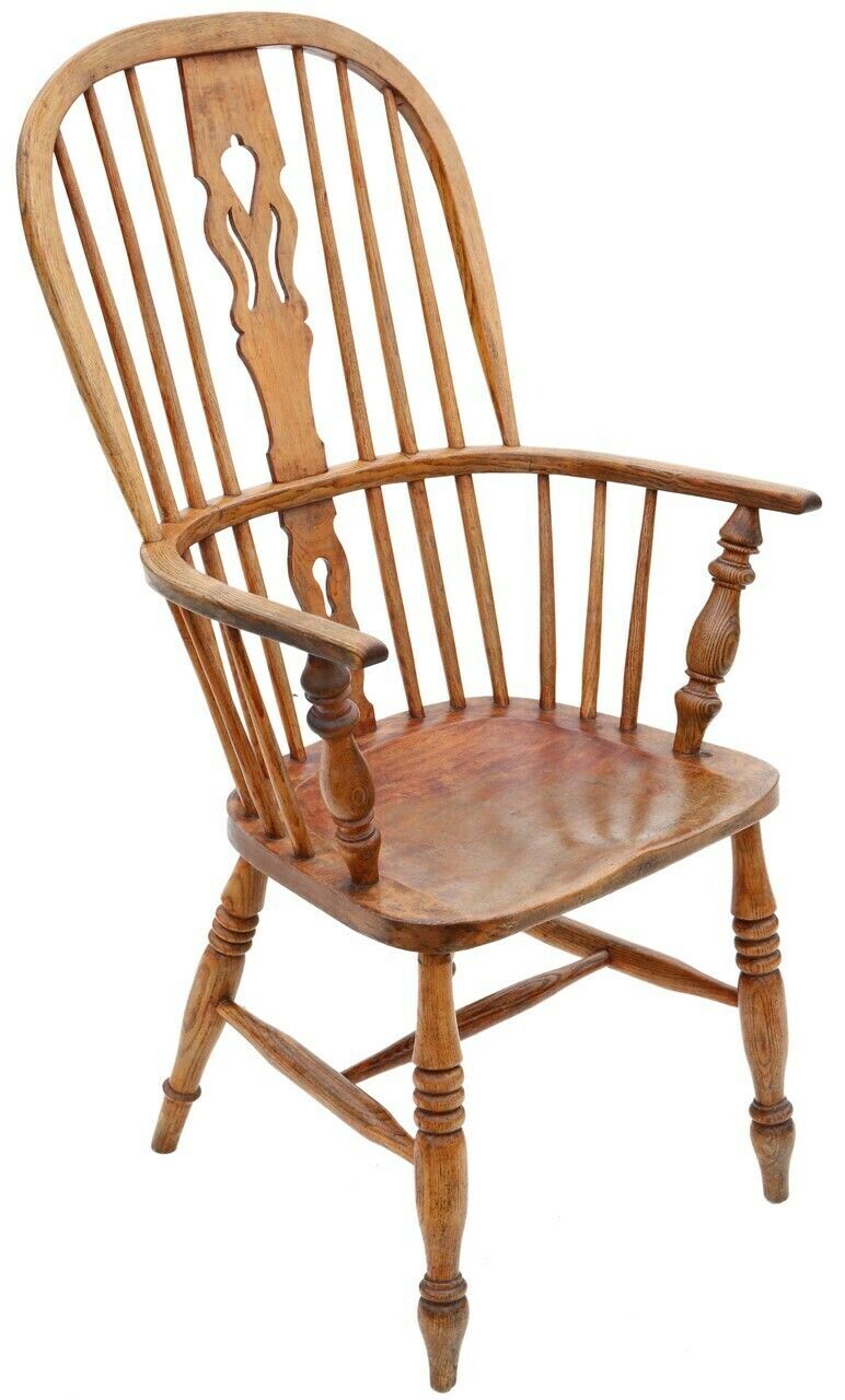 Antique Quality Ash And Elm Windsor Dining Chair Armchair 19th Century photo furniture