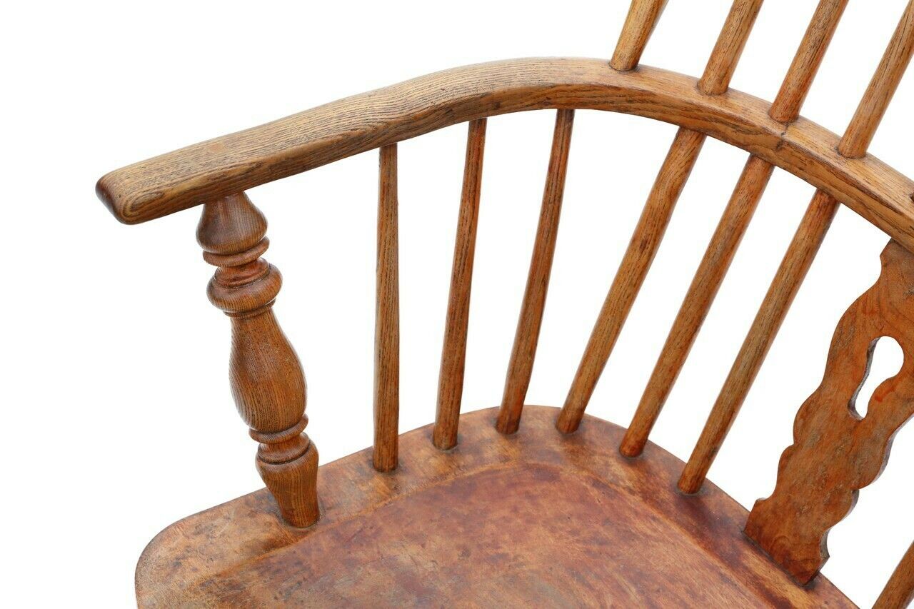 Antique Quality Ash And Elm Windsor Dining Chair Armchair 19th Century photo for sale