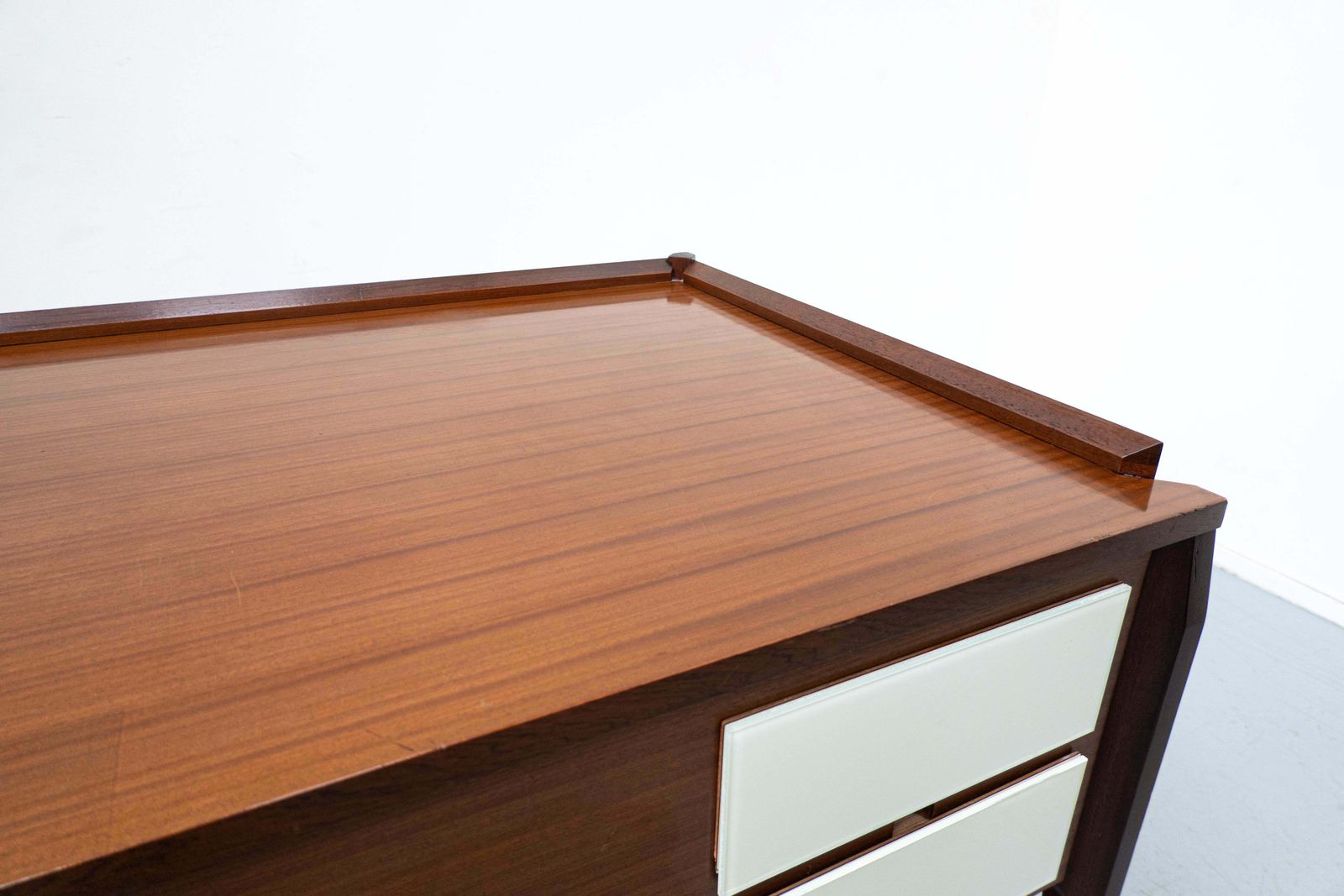 Mid Century Modern Italian Desk, Wood And Glass, 1950s photo 5572.0