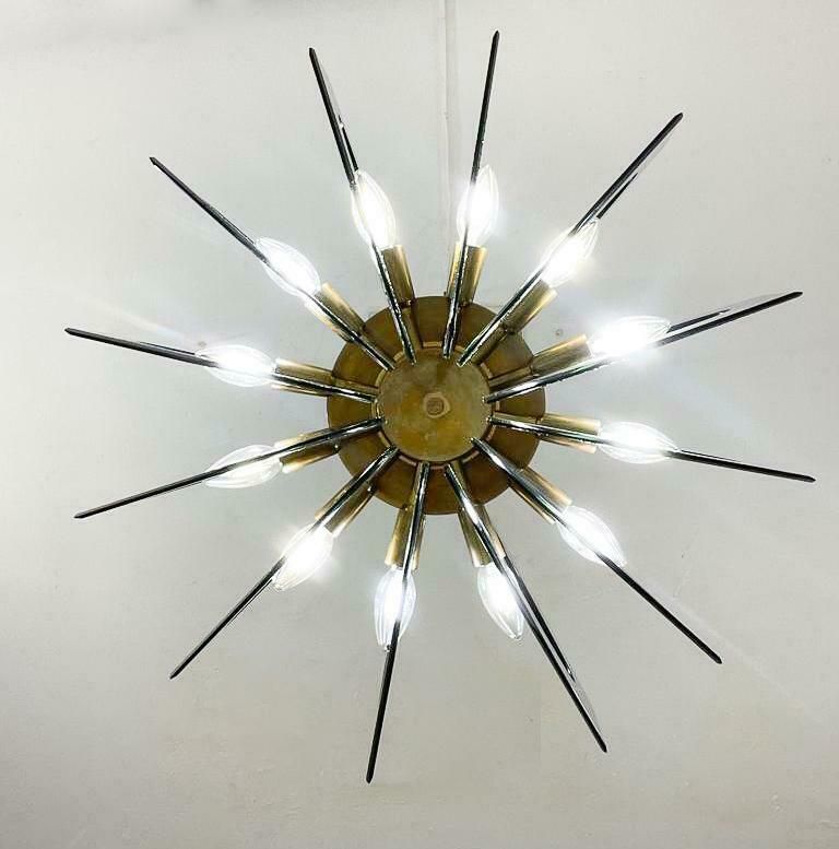 Mid Century Modern Glass Suspension Fontana Arte Style, 1960s photo for sale