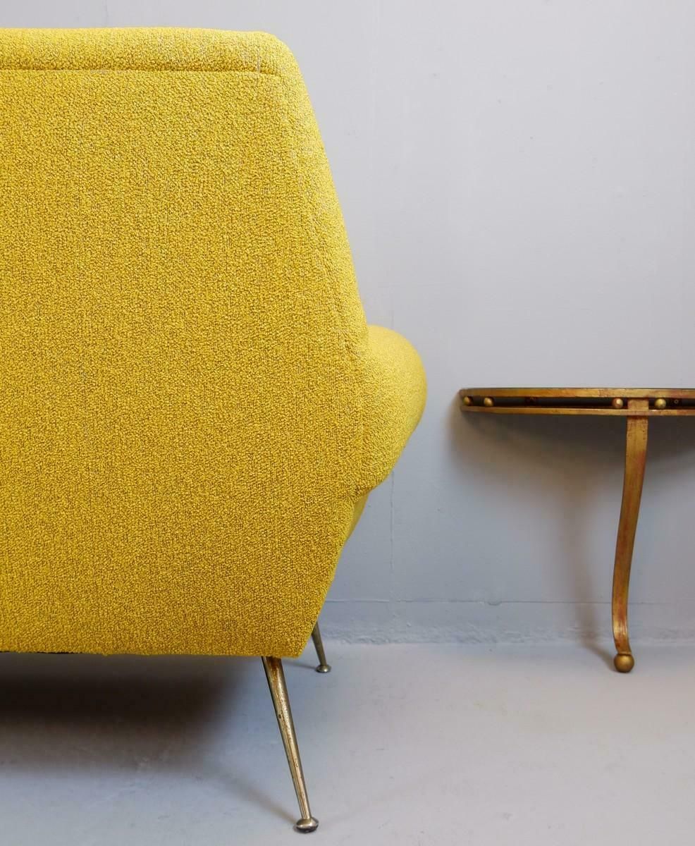 Gigi Radice For Minotti 3 Seat Sofa, 1950s, Curry Colour New Upholstery photo vinterior