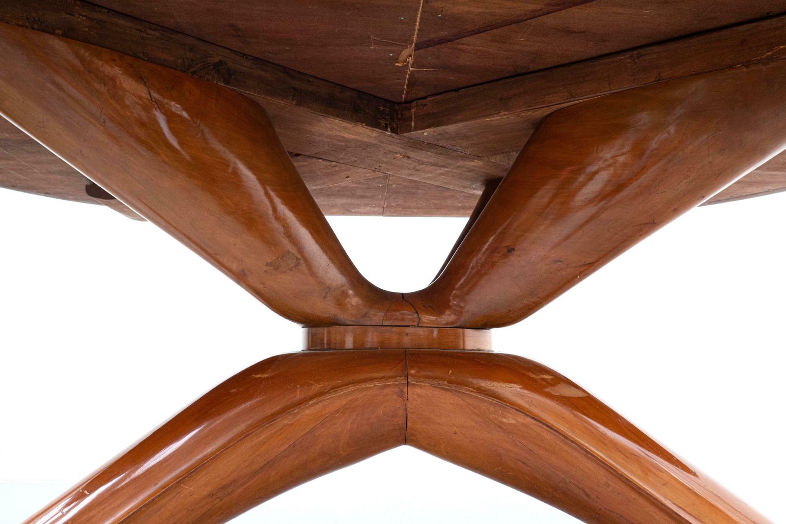Mid Century Wooden Italian Dining Table Attributed To Guglielmo Ulrich, 1950s photo vinterior