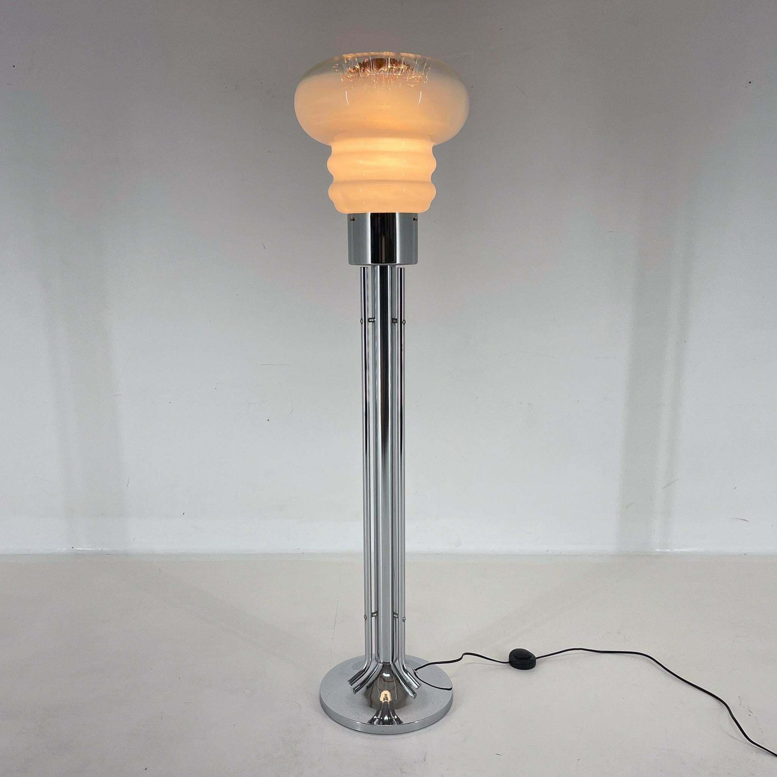 Mid Century Chrome & Murano Glass Floor Lamp, Italy, 1970's photo for sale
