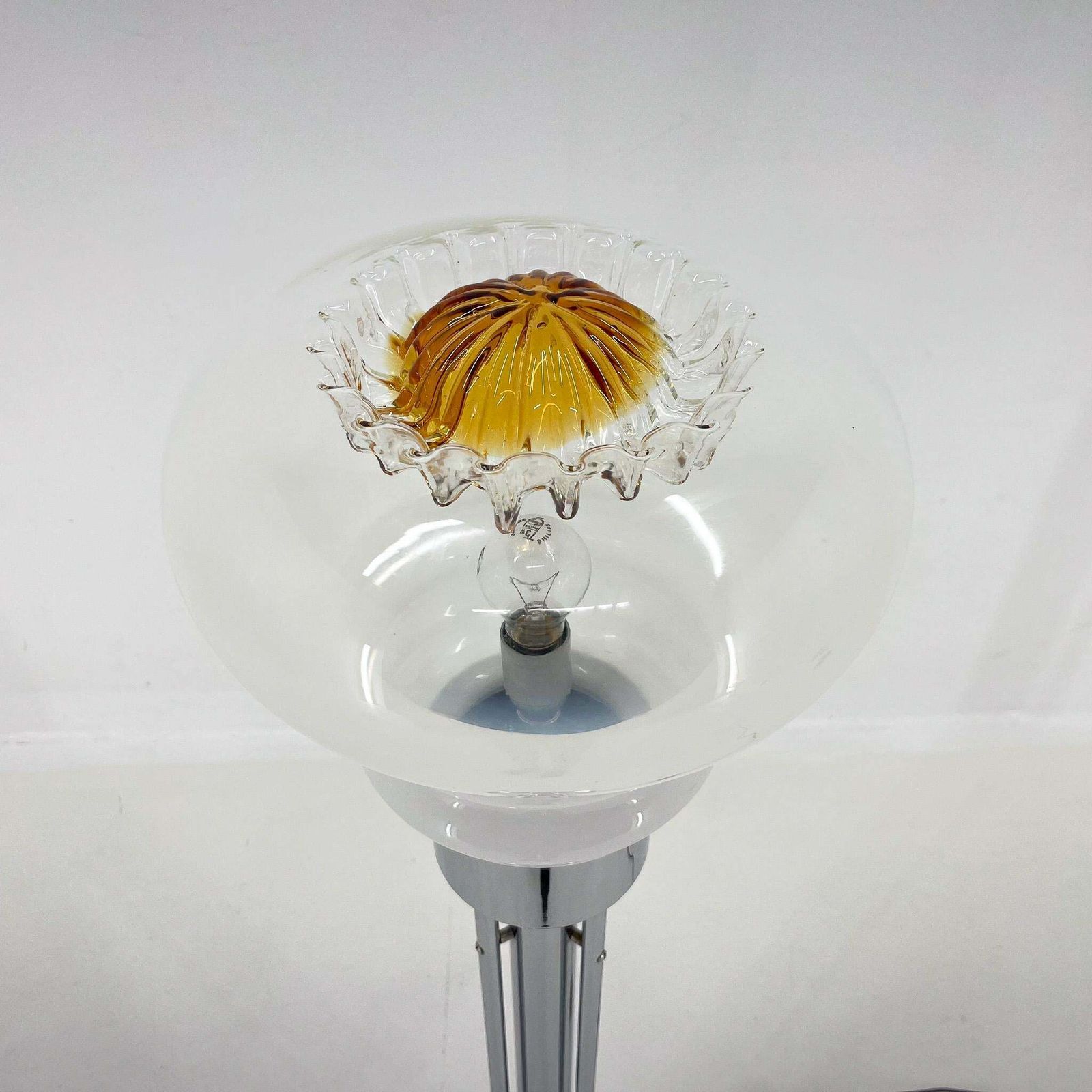 Mid Century Chrome & Murano Glass Floor Lamp, Italy, 1970's photo Lighting