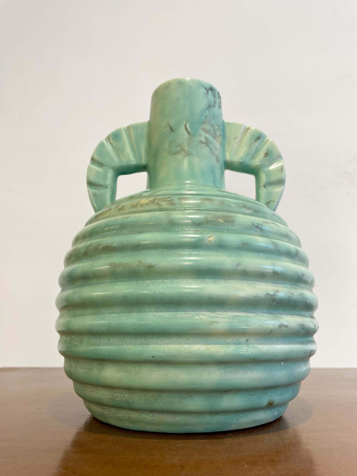 Bleu Ceramic Vase By Boch, 1920s photo for sale