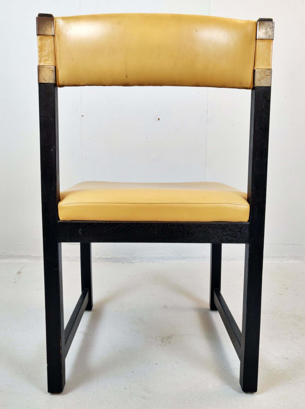 Set Of Six Chairs, Wood And Leather, Circa 1970 photo for sale
