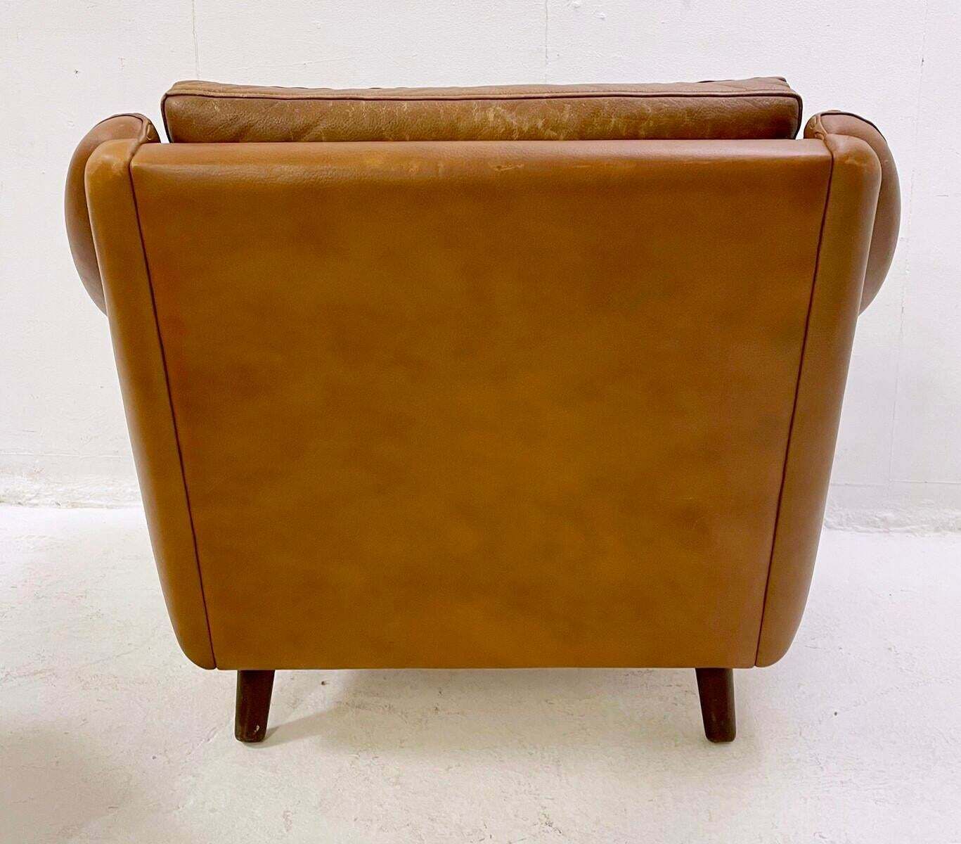 Mid Century Leather Armchair With Ottoman ''''Matador" By Aage Christiansen, 1970 photo vinterior