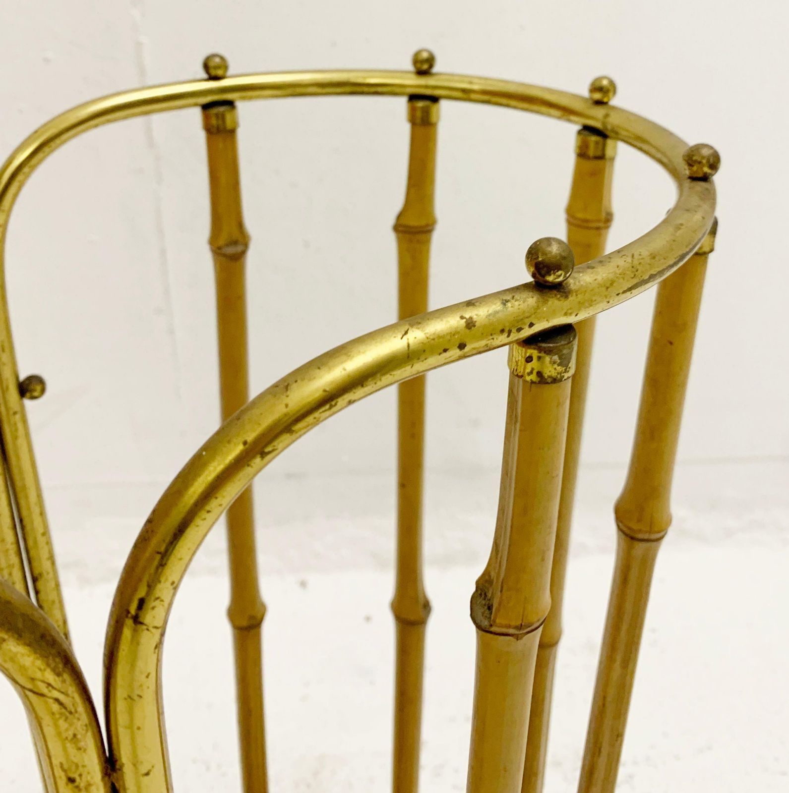 Mid Century Brass And Bamboo Umbrella Holder, Austria 1950s photo for sale