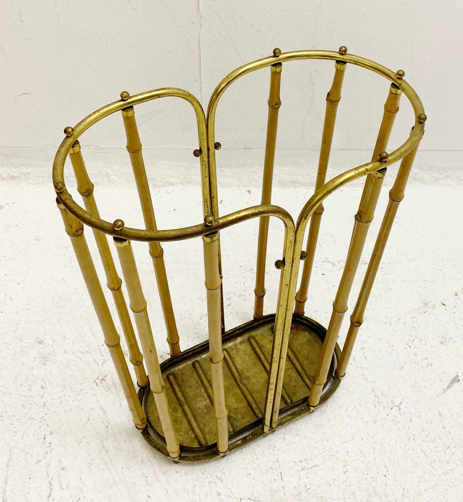 Mid Century Brass And Bamboo Umbrella Holder, Austria 1950s photo 2016.0
