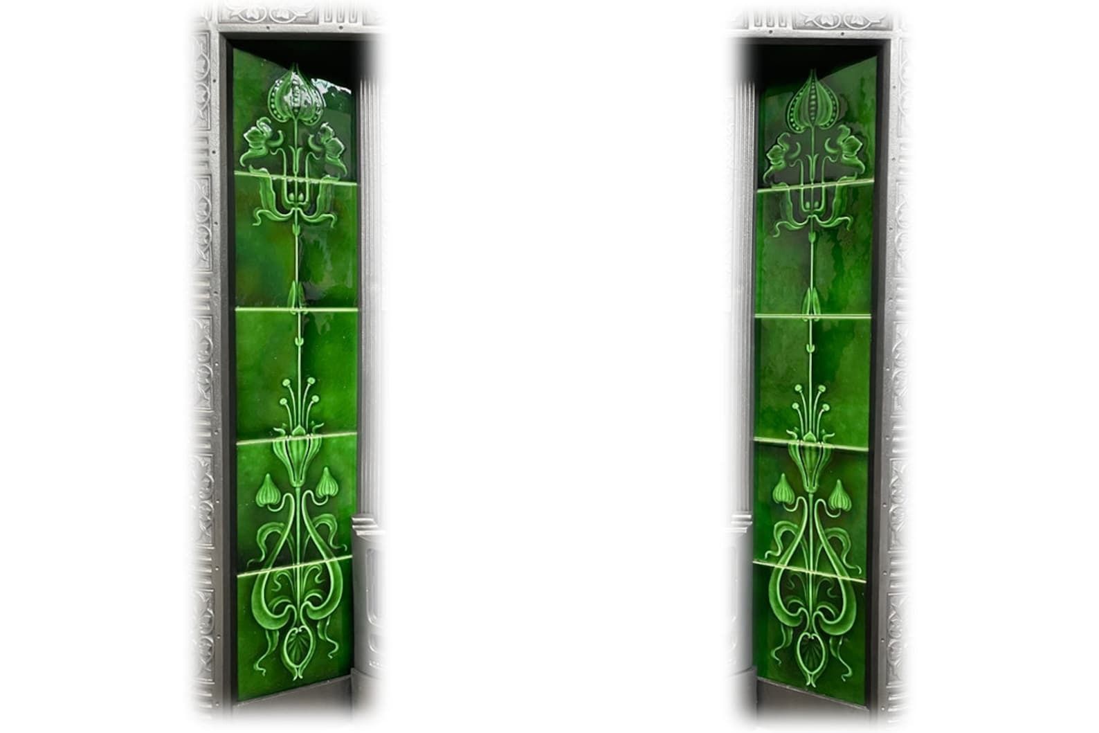 Set Of Antique Edwardian Art Nouveau Fireplace Tiles
