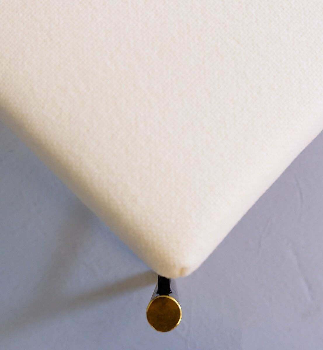 2 Benches New Cream White Fabric With Black Metal Legs, Price For One photo for sale