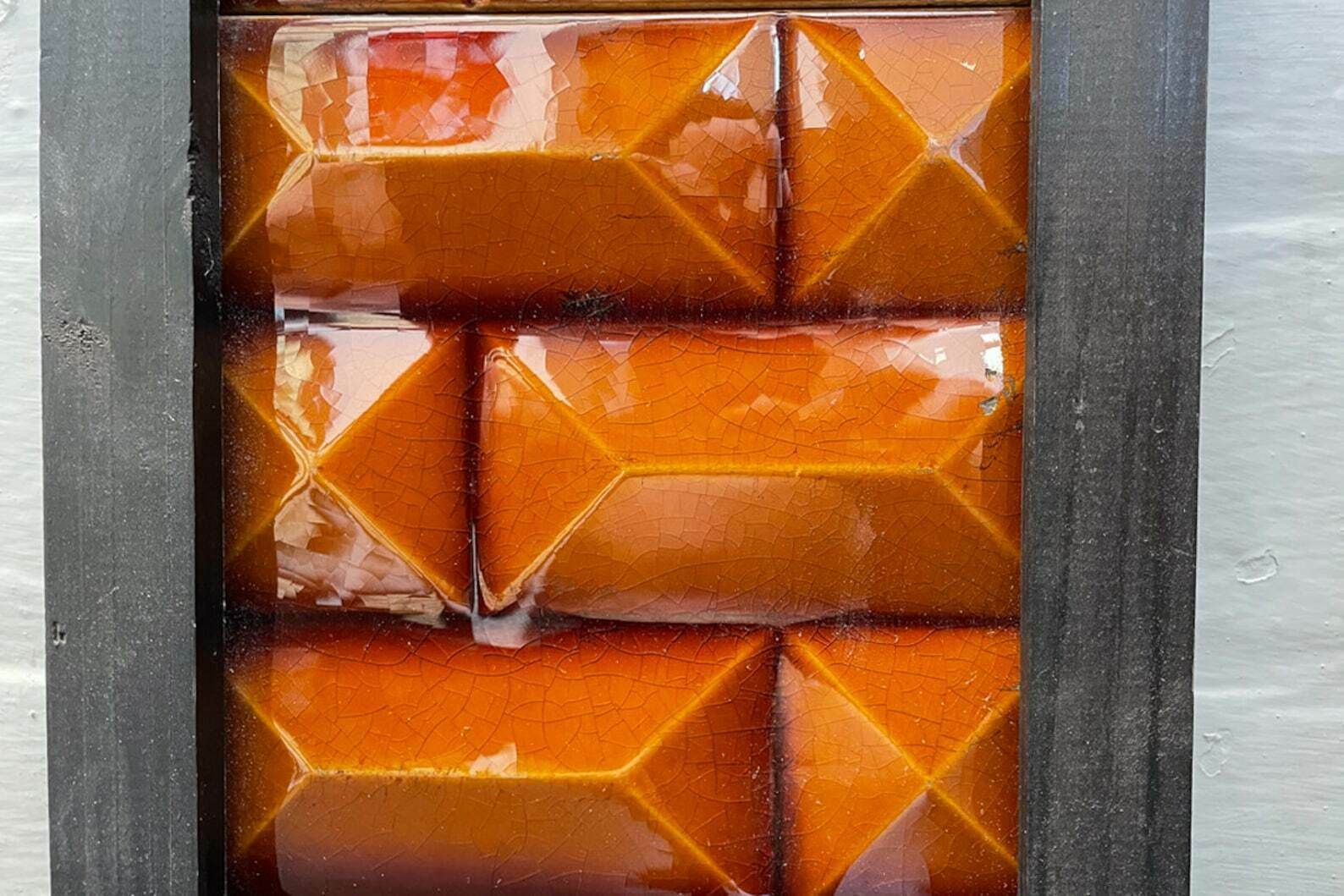 Set Of Original Antique Edwardian Faceted Briquette Fireplace Tiles photo for sale