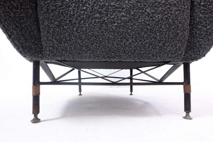 Mid Century Modern Italian Armchair, 1950s  Black Bouclette Fabric photo for sale