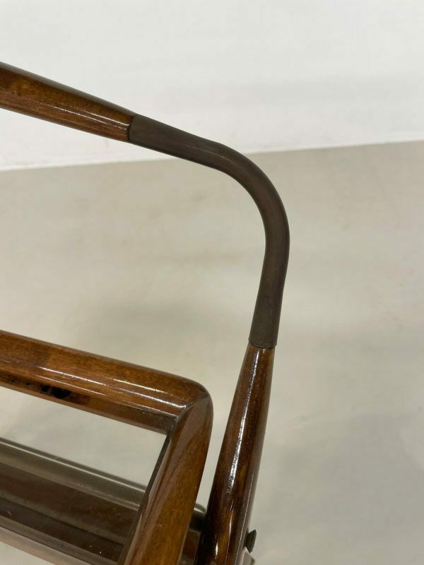 Mid Century Modern Walnut And Brass Trolley By Cesare Lacca For Cassina, 1950s photo vintage