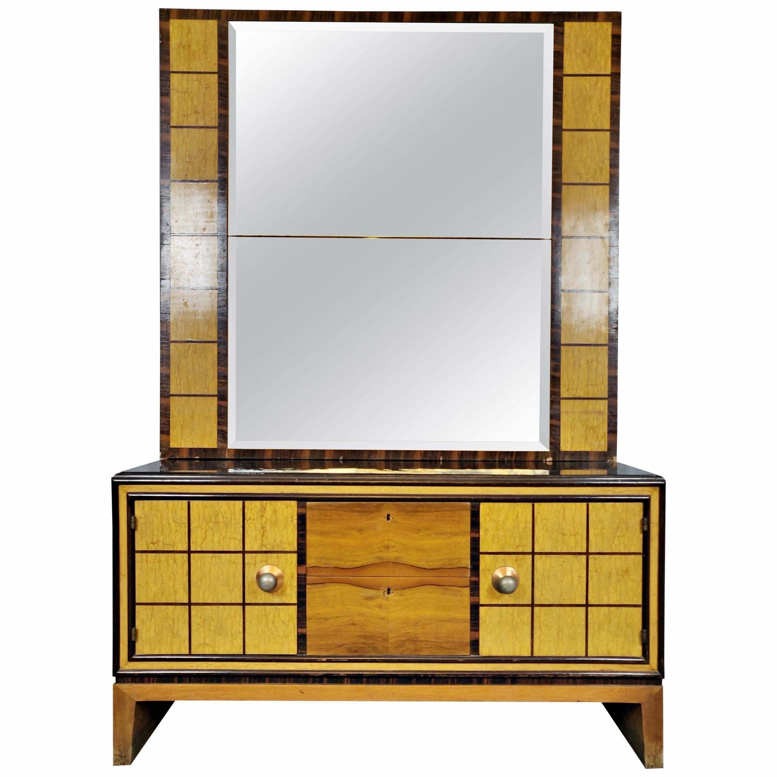 Italian Art Deco Chest Of Drawers With Standing Mirror