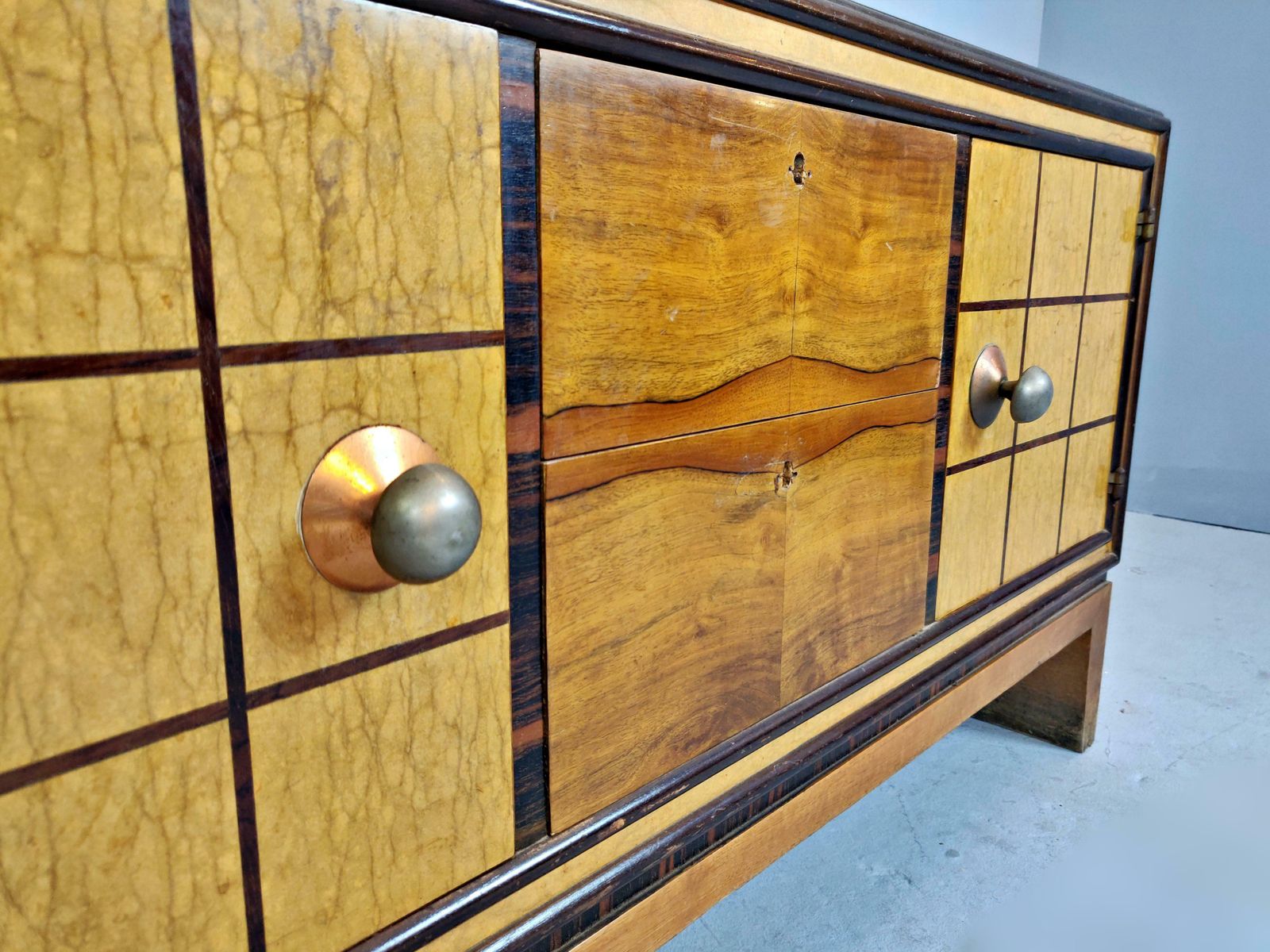 Italian Art Deco Chest Of Drawers With Standing Mirror photo vinterior