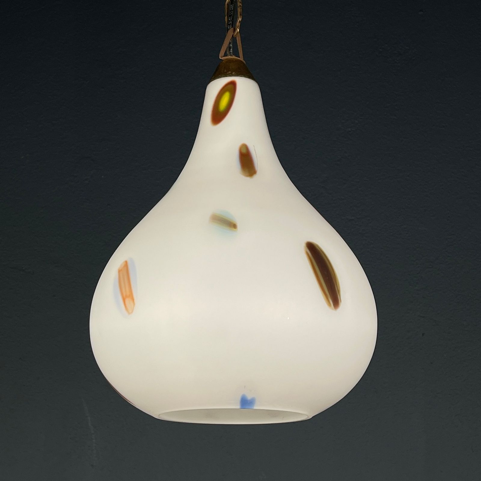 Mid Century Multicolor Opaline Murano Glass Pendant Lamp By Stilnovo Italy 1950s photo Lighting