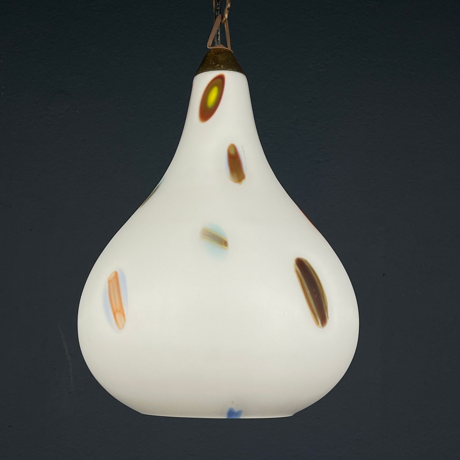 Mid Century Multicolor Opaline Murano Glass Pendant Lamp By Stilnovo Italy 1950s photo 460.0