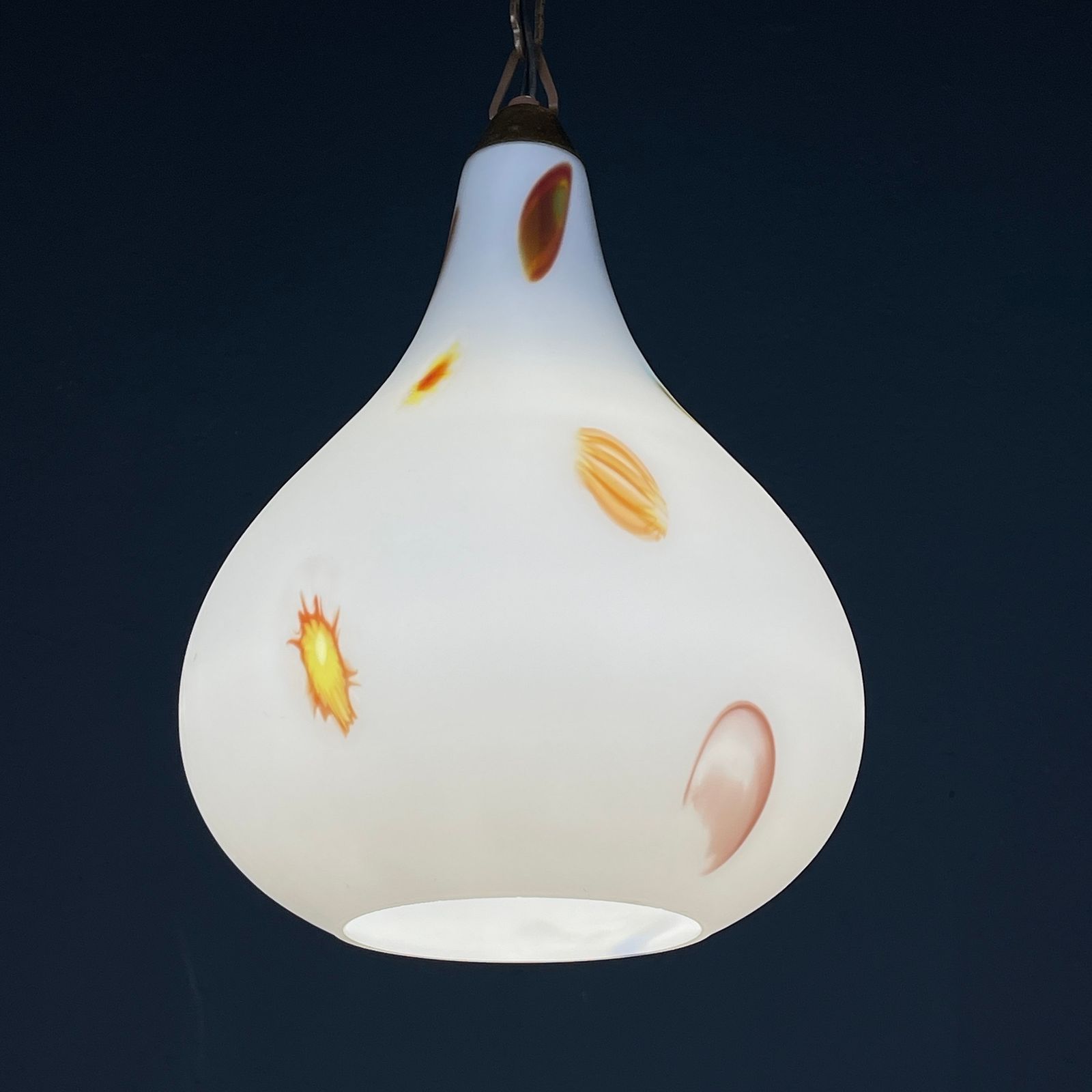 photo vinterior Mid Century Multicolor Opaline Murano Glass Pendant Lamp By Stilnovo Italy 1950s