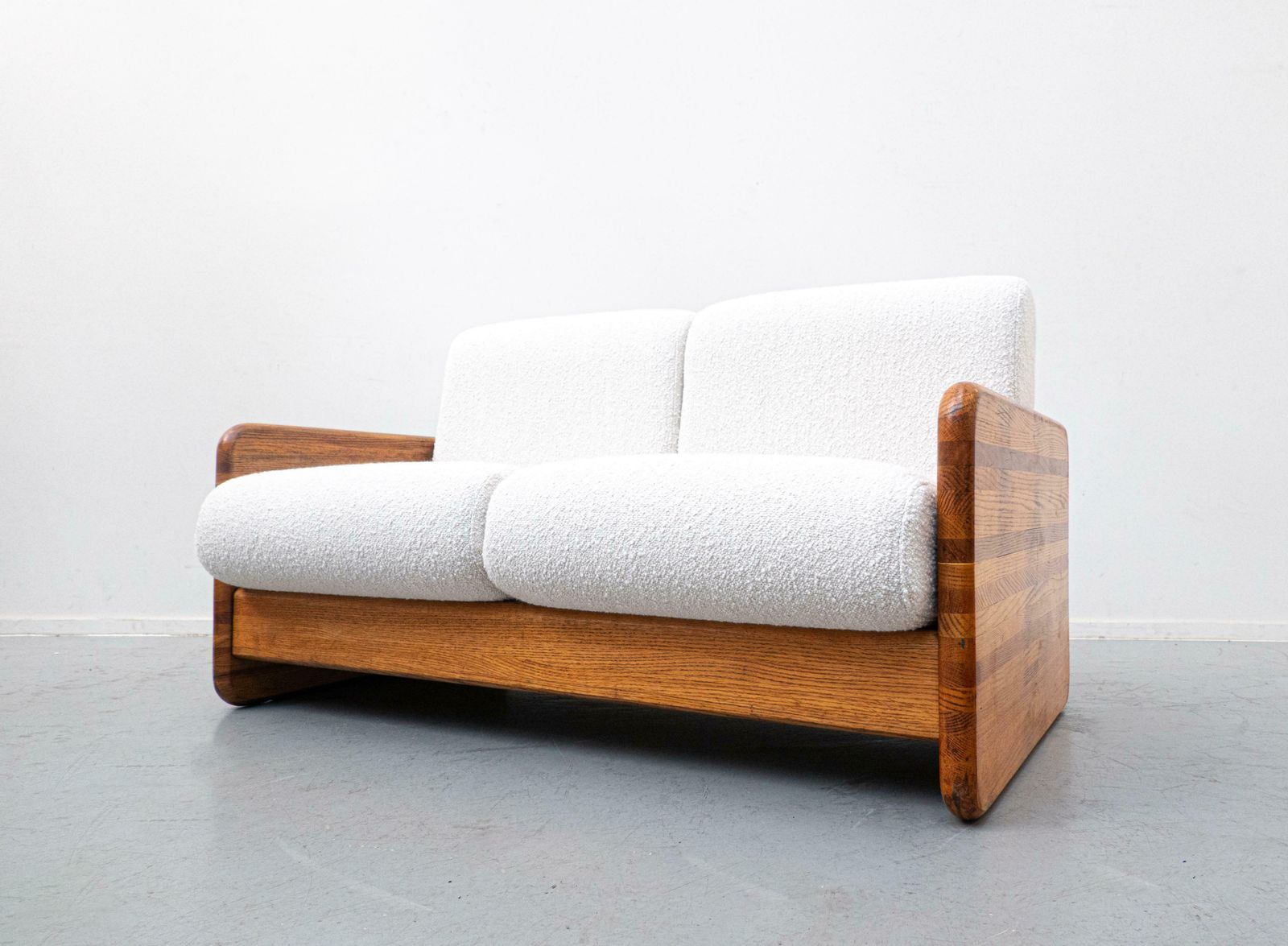 Mid Century Modern Italian Lounge Set, White Boucle And Oak, 1960s photo buy