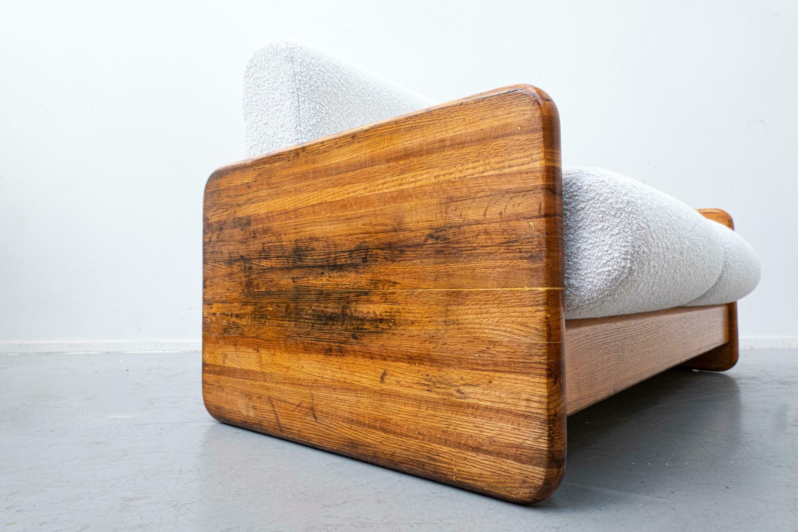 photo for sale Mid Century Modern Italian Lounge Set, White Boucle And Oak, 1960s