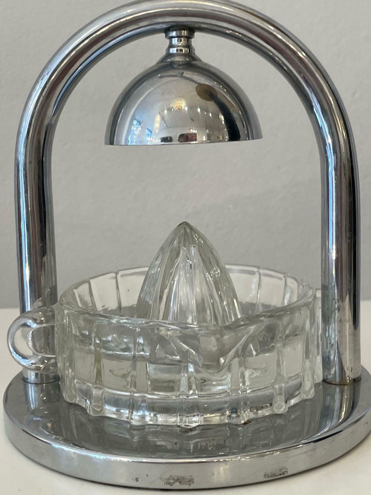 Metal And Glass Modernist Citrus Squeezer By Jacques Adnet, France, 1930s photo for sale