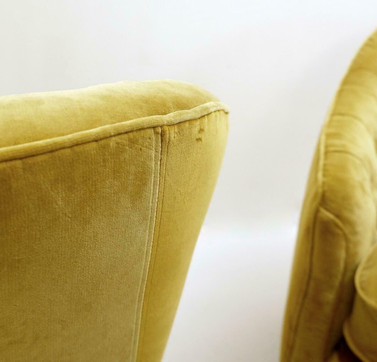 Furniture Pair Of Velvet Armchairs In The Style Of Gio Ponti, Italy, 1950s photo