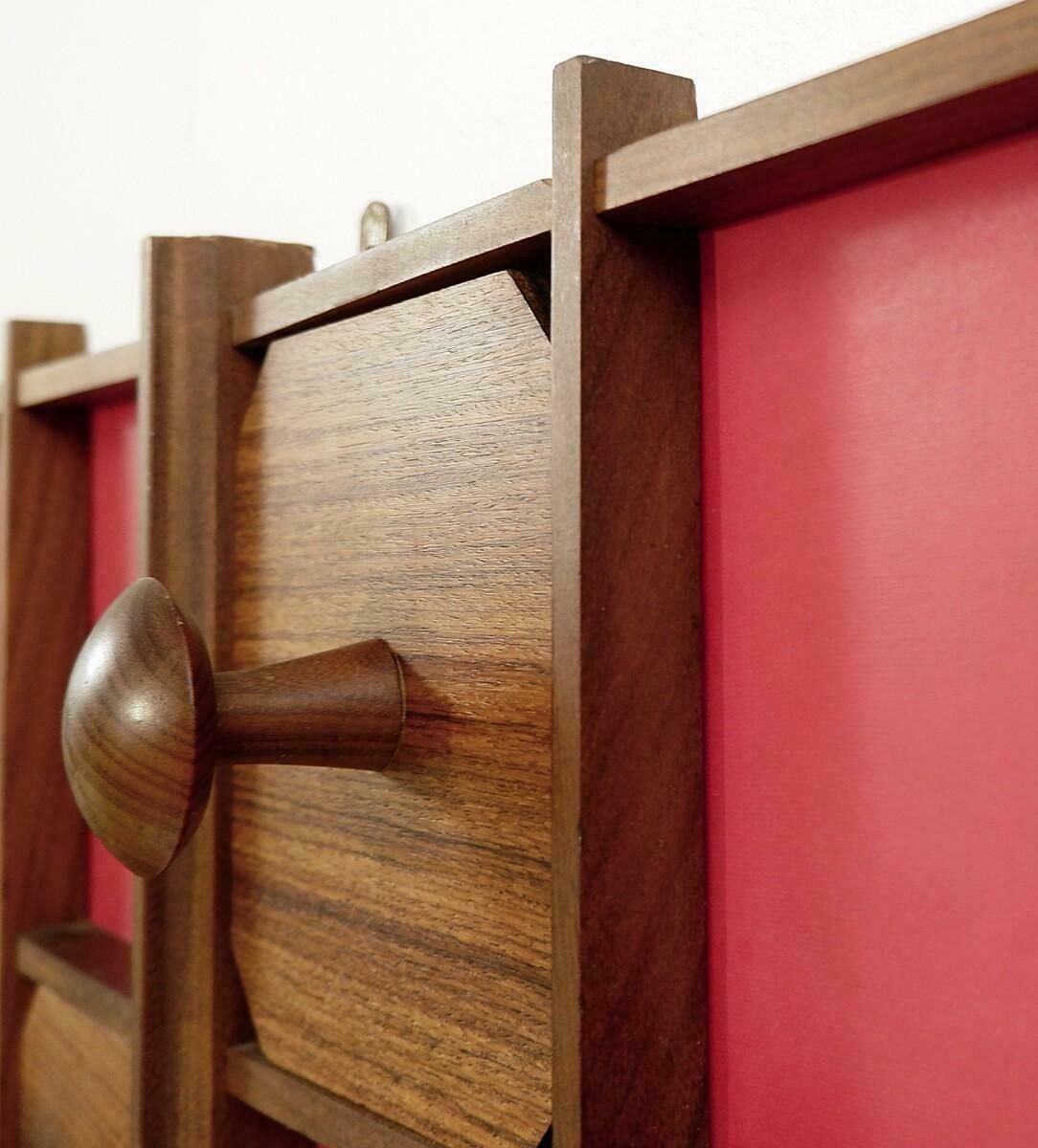 Red Italian Wooden Coat Rack, 1960s photo Furniture