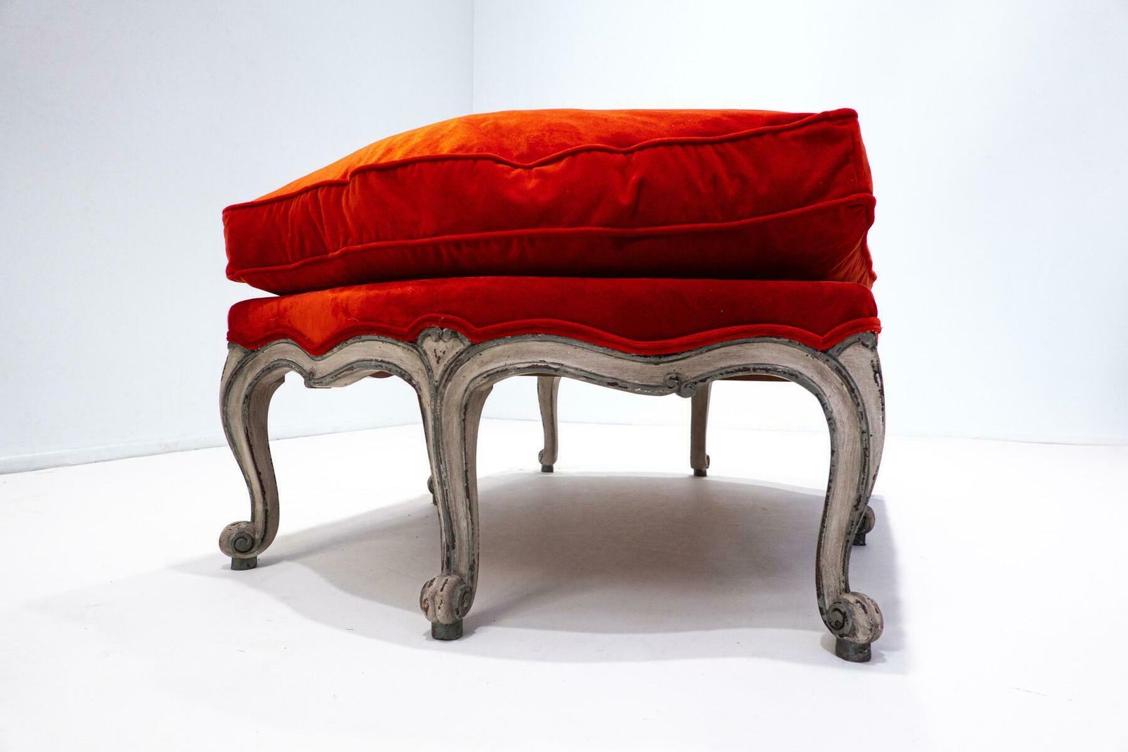 Louis XV Style Bench, Red Velvet, Belgium photo 3981.0