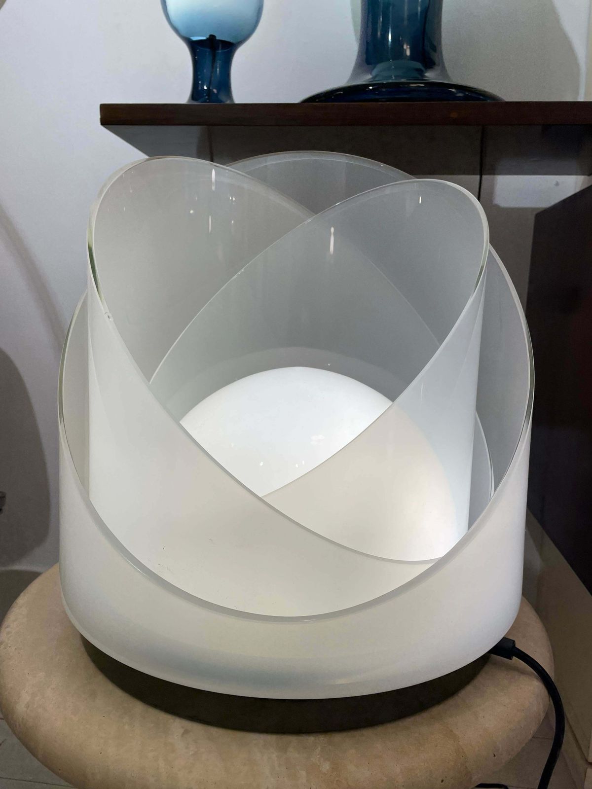 Mid Century Modern Modular White Table Lamp By Carlo Nason For Mazzega, 1960s photo for sale