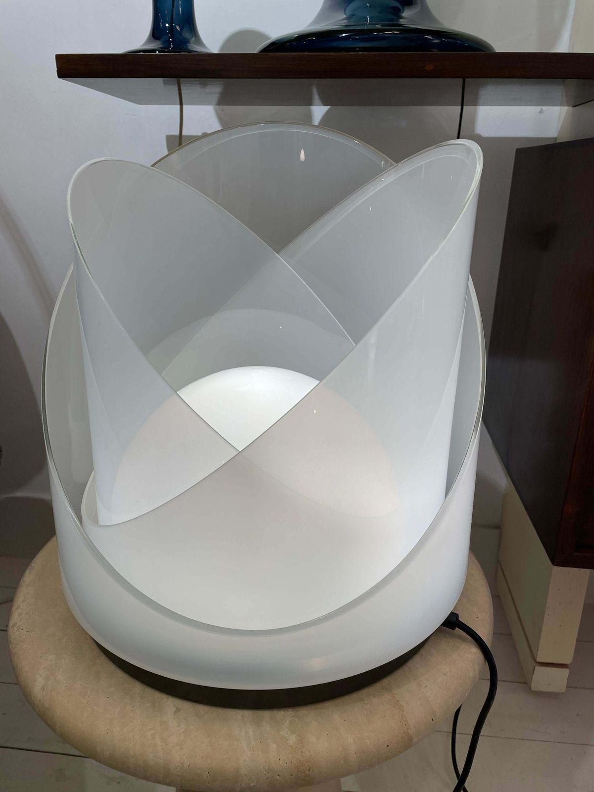 photo vintage Mid Century Modern Modular White Table Lamp By Carlo Nason For Mazzega, 1960s