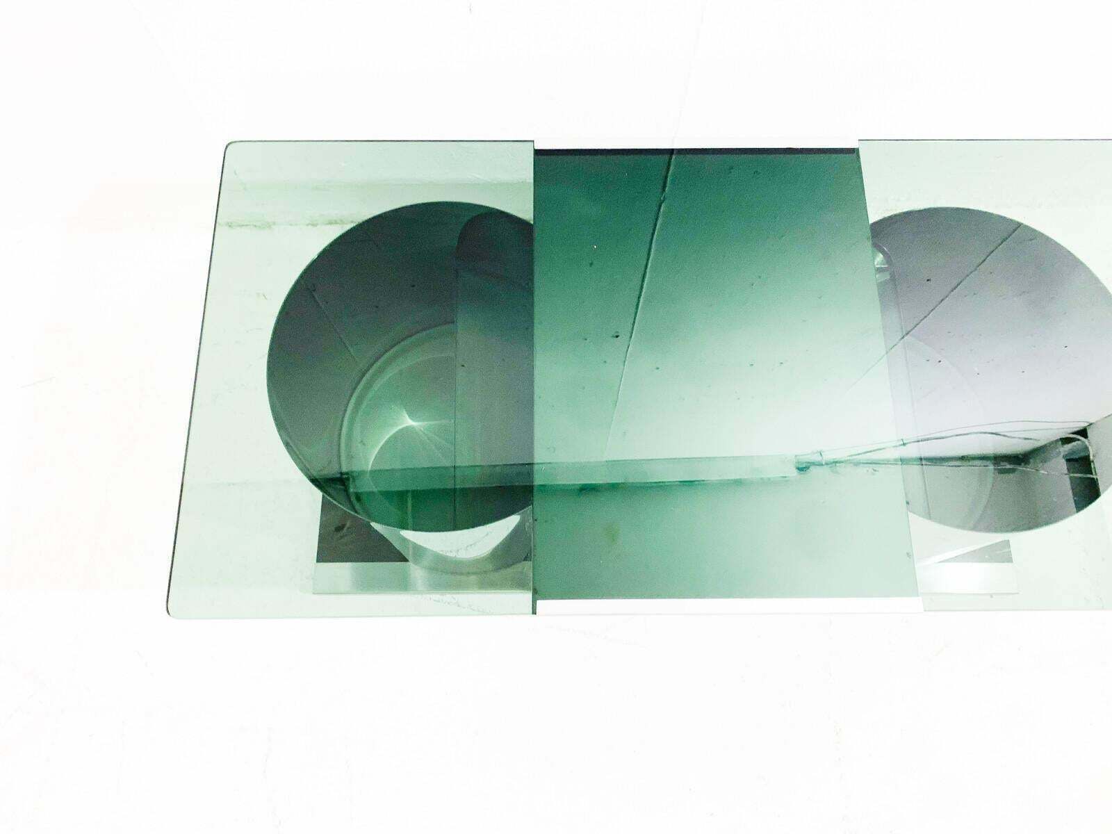 Mid Century Modern Chrome And Smoked Glass Modular Coffee Table, Italy, 1970s photo for sale