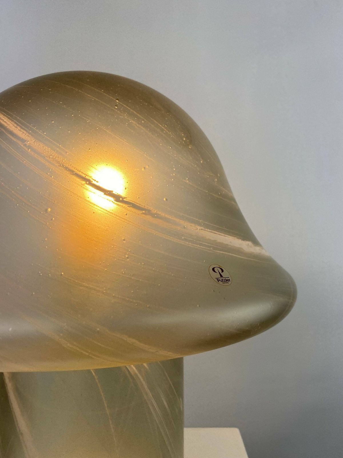 1 Of 3 Large Clear Swirl Glass Peill And Putzler Mushroom Table Lamp Xl 1970 photo for sale