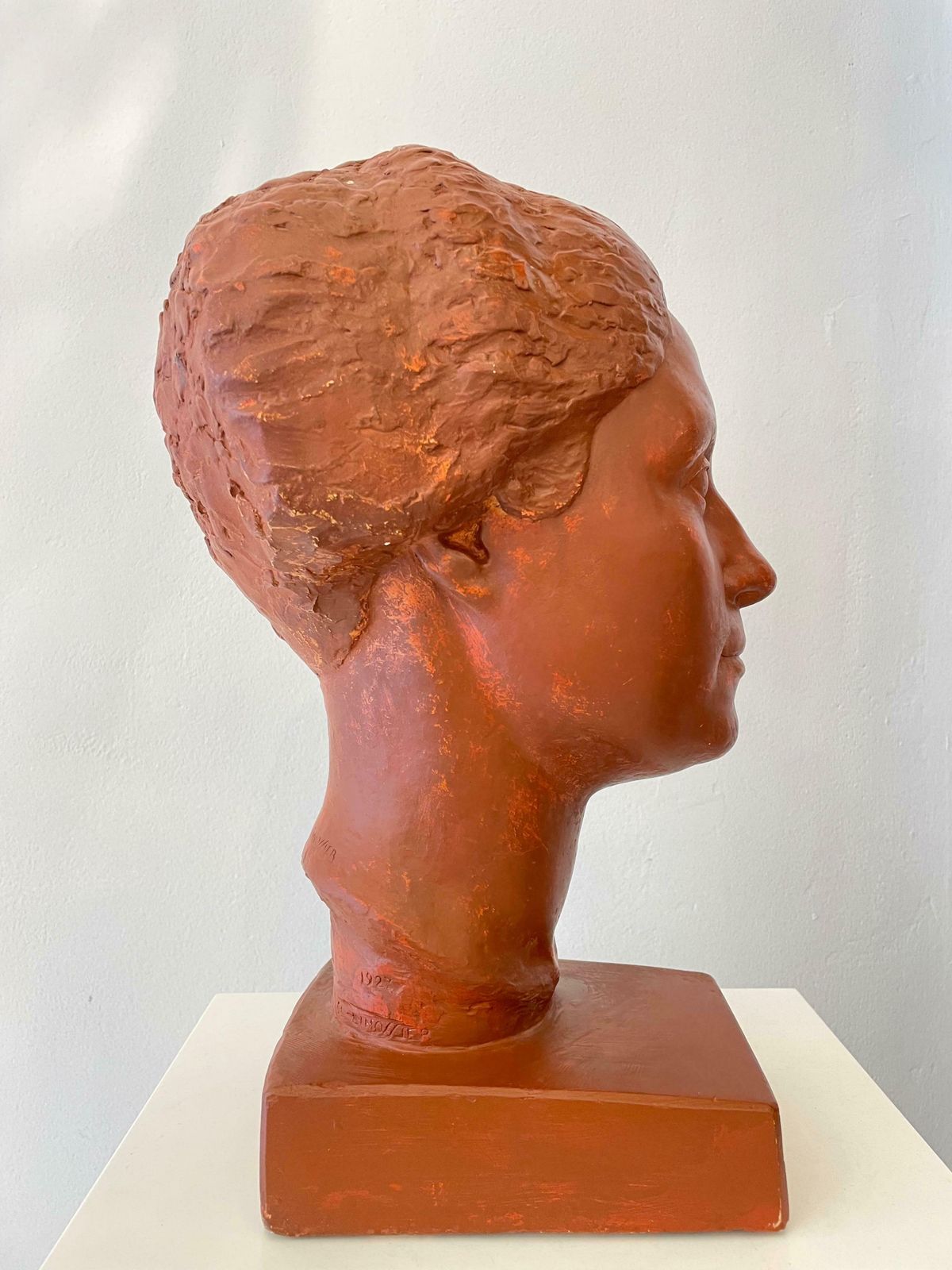 Original Plaster Bust Of A Woman With Short Hair By Claudius Linossier, 1927 photo 2972.0