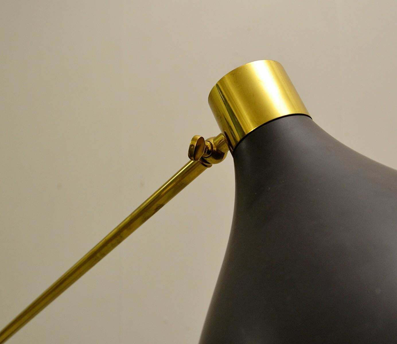 Stilnovo Floor Lamp Marble Base And A Brass Arm, 1950s photo for sale