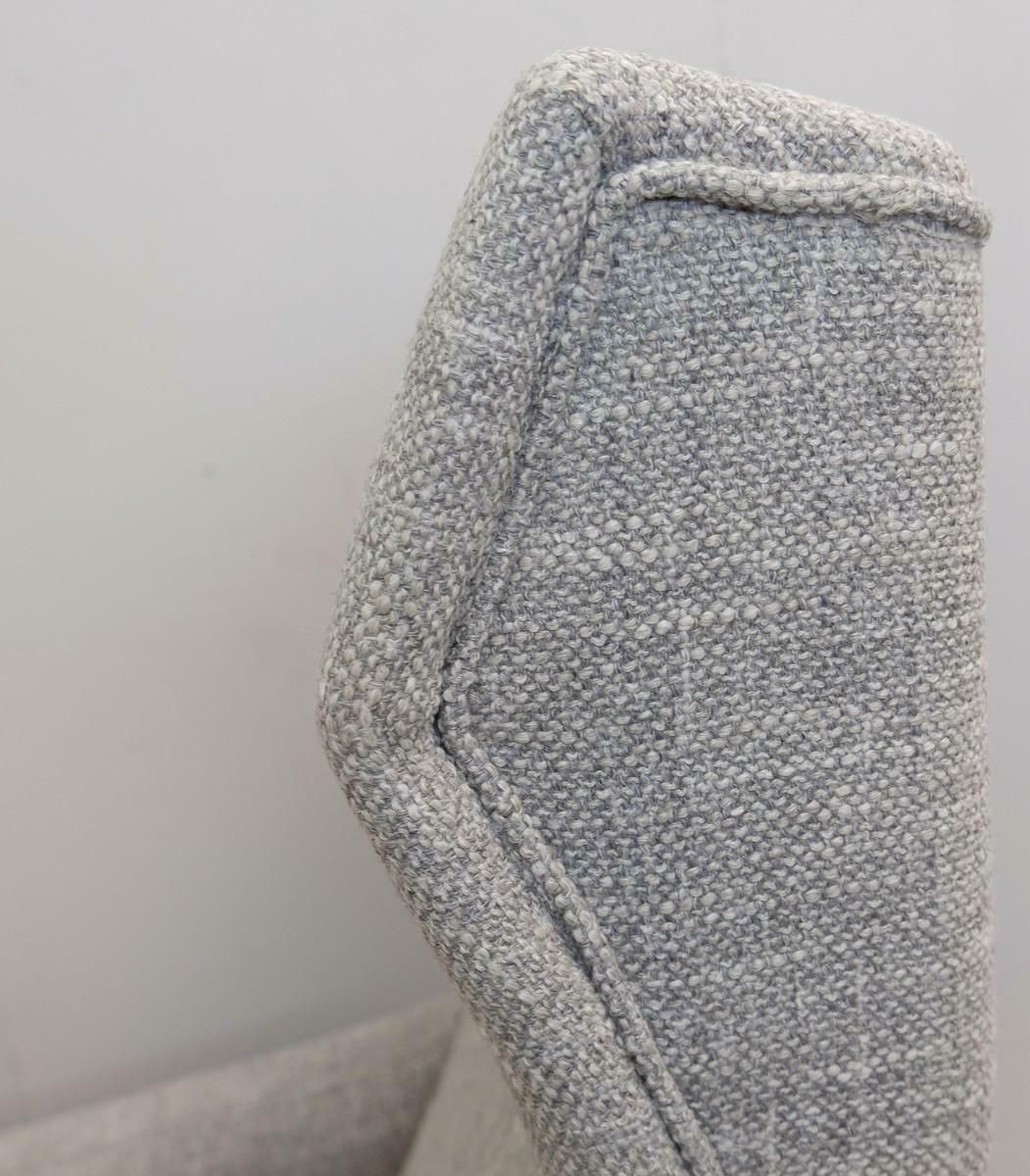 Pair Of Italian Armchairs With High Back With Ears, New Light Grey Marl Upholst photo for sale