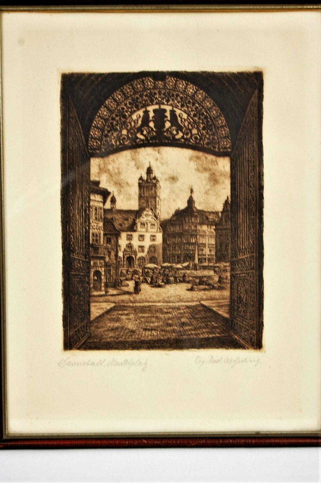 Etchings Darmstadt Blick Durch Das Schlosstor Zum Marktplatz photo Art